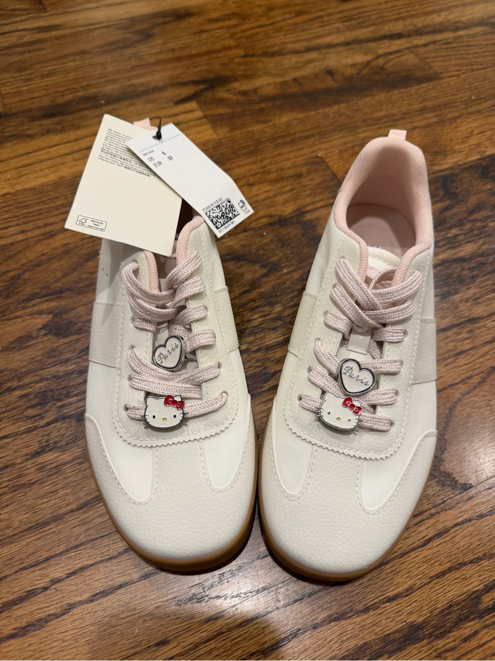 H&M Kids White and Light Pink Hello Kitty Accent Sneakers